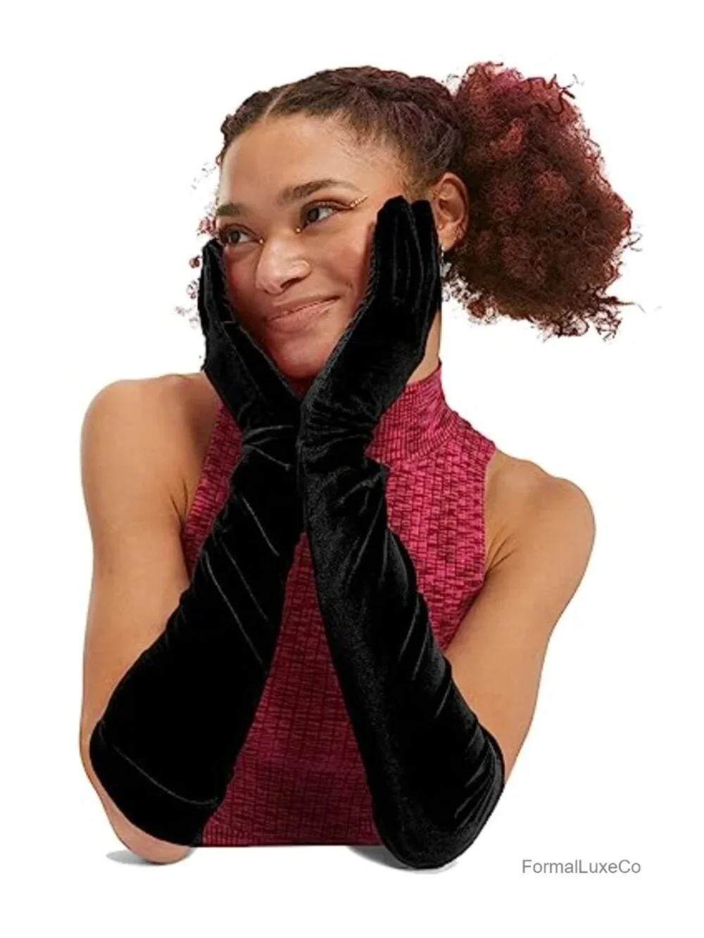 Women Long Velvet Gloves Opera Dinner Wedding Elbow Length Stretchy